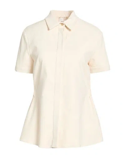 Alysi Crème Woman Shirt Cream Size 6 Cotton, Elastane In Neutral