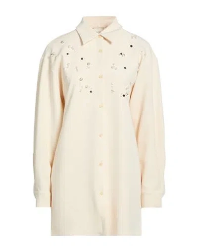 Alysi Crème Woman Shirt Cream Size 8 Polyester, Viscose, Elastane In White