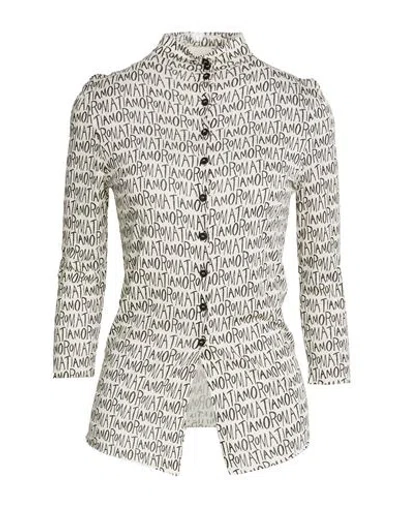 Alysi Crème Woman Shirt Ivory Size 4 Modal, Wool In White