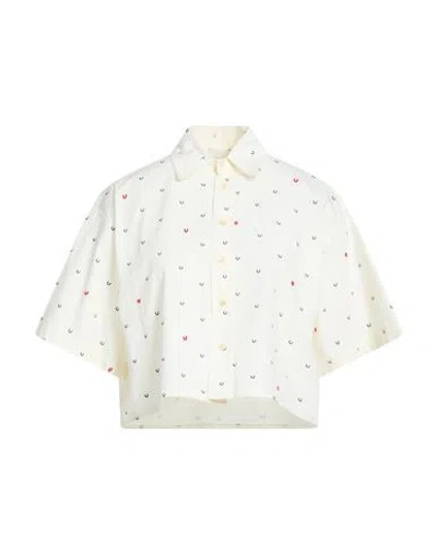 Alysi Crème Woman Shirt Ivory Size 6 Cotton In White