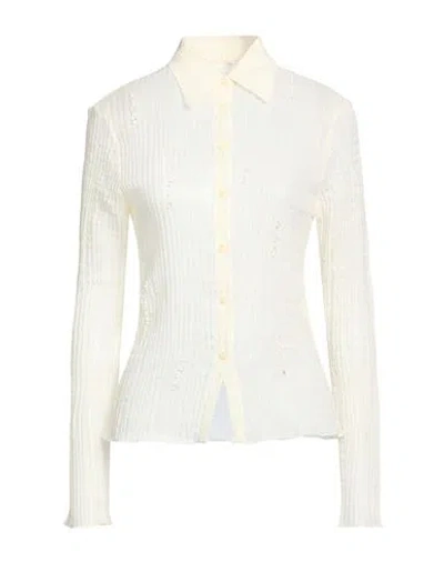 Alysi Crème Woman Shirt Ivory Size 8 Virgin Wool, Silk In Yellow