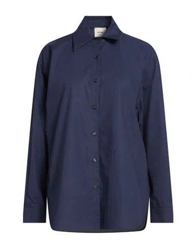 Alysi Crème Woman Shirt Navy Size 6 Cotton In Blue