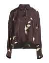 Alysi Crème Woman Shirt Plum Size 6 Silk In Burgundy