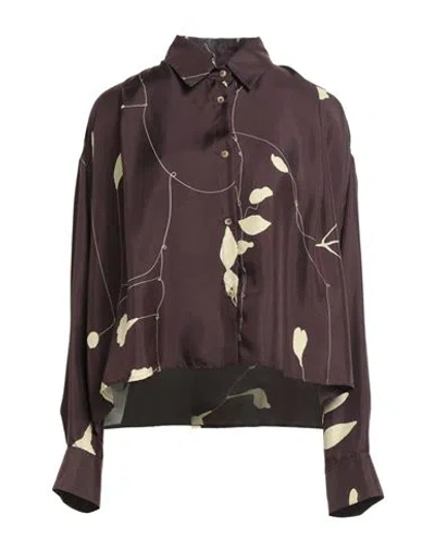 Alysi Crème Woman Shirt Plum Size 6 Silk In Purple