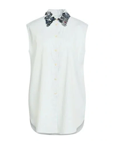 Alysi Crème Woman Shirt Sky Blue Size 4 Cotton, Silk