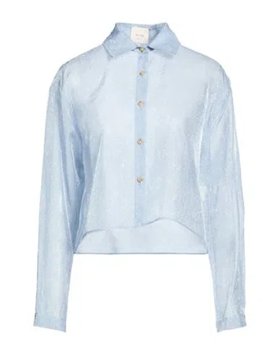 Alysi Crème Woman Shirt Sky Blue Size 8 Cupro, Polyamide