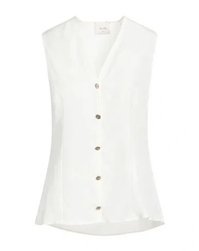 Alysi Crème Woman Shirt White Size 4 Silk