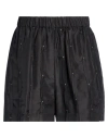 Alysi Crème Woman Shorts & Bermuda Shorts Black Size 6 Silk