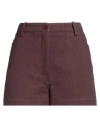 Alysi Crème Woman Shorts & Bermuda Shorts Burgundy Size 6 Virgin Wool, Cotton, Linen In Burgundy