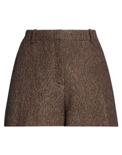Alysi Crème Woman Shorts & Bermuda Shorts Dark Brown Size 6 Virgin Wool