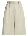 Alysi Crème Woman Shorts & Bermuda Shorts Sage Green Size 6 Lyocell, Linen In Gray