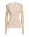 Alysi Crème Woman Sweater Beige Size Xl Cotton, Polyamide In Beige