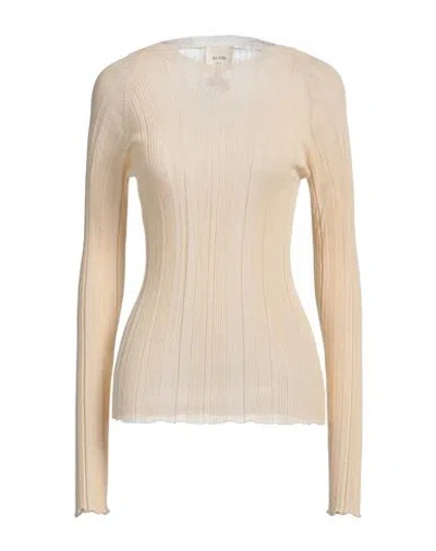 Alysi Crème Woman Sweater Beige Size Xl Cotton, Polyamide