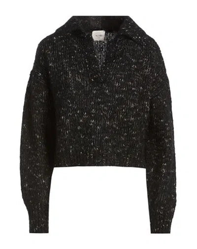 Alysi Crème Woman Sweater Black Size L Wool, Virgin Wool, Cotton