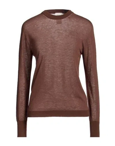 Alysi Crème Woman Sweater Brown Size L Wool