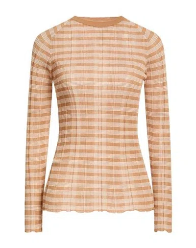 Alysi Crème Woman Sweater Camel Size M Cotton, Polyamide In Neutral