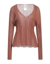 Alysi Crème Woman Sweater Chocolate Brown Size L Cotton, Polyamide