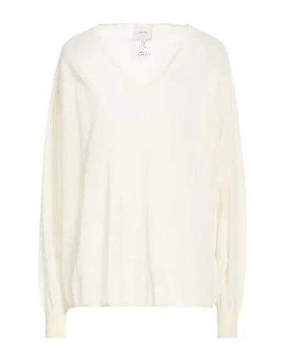 Alysi Crème Woman Sweater Ivory Size L Cotton, Polyamide In White