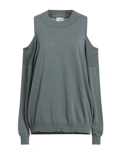 Alysi Crème Woman Sweater Sage Green Size M Cotton In Gray