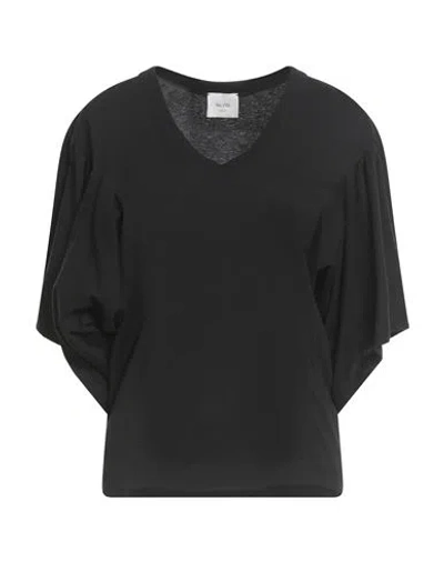 Alysi Crème Woman T-shirt Black Size 6 Cotton