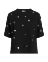 Alysi Crème Woman T-shirt Black Size M Cotton