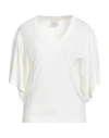 Alysi Crème Woman T-shirt Ivory Size 4 Cotton In White