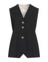 Alysi Crème Woman Tailored Vest Black Size 6 Virgin Wool, Elastane In Black
