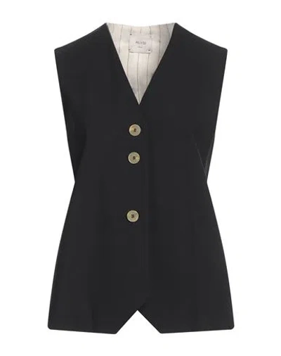 Alysi Crème Woman Tailored Vest Black Size 6 Virgin Wool, Elastane