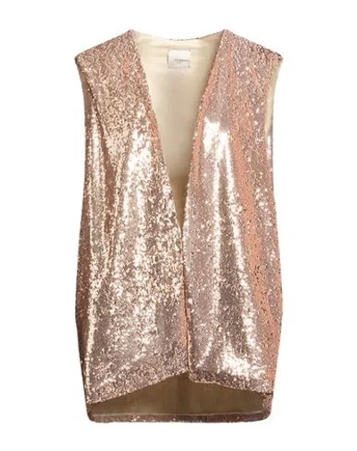 Alysi Crème Woman Tailored Vest Copper Size 2 Polyester In Brown