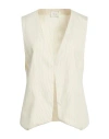 Alysi Crème Woman Tailored Vest Cream Size 6 Lyocell, Polyamide In White