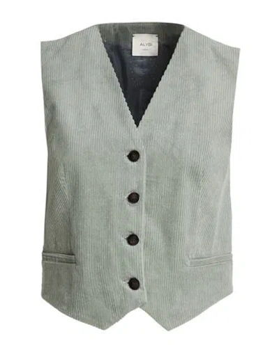 Alysi Crème Woman Tailored Vest Grey Size 4 Cotton In Green