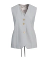 Alysi Crème Woman Tailored Vest Light Grey Size 6 Virgin Wool, Elastane
