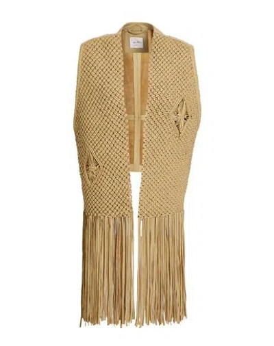 Alysi Crème Woman Tailored Vest Sand Size 8 Leather
