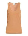 Alysi Crème Woman Tank Top Camel Size 6 Cotton, Polyamide, Elastane In Brown