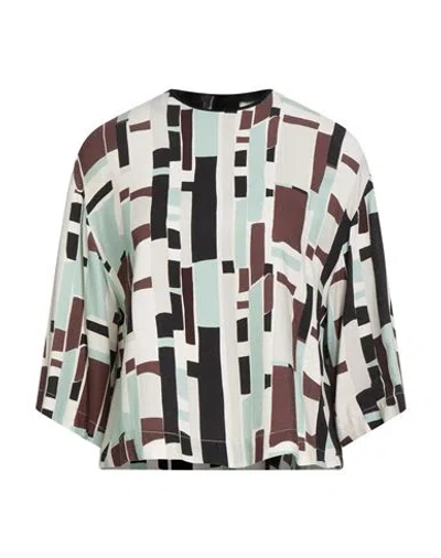Alysi Crème Woman Top Beige Size 2 Viscose In Multi