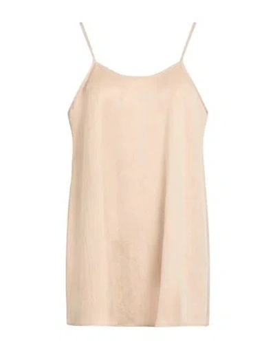 Alysi Crème Woman Top Beige Size 6 Lyocell, Linen, Silk In Neutral