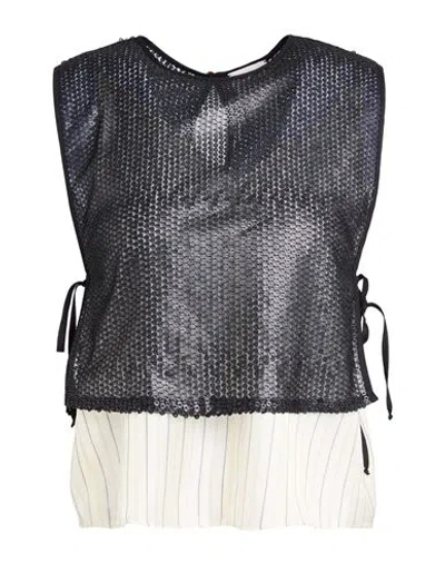 Alysi Crème Woman Top Black Size 6 Polyester