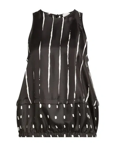 Alysi Crème Woman Top Black Size 8 Silk