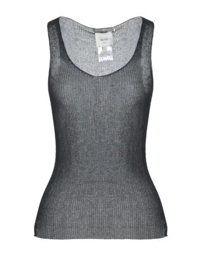 Alysi Crème Woman Top Black Size L Cotton, Polyamide