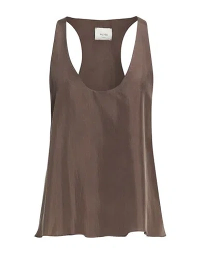 Alysi Crème Woman Top Brown Size 8 Silk