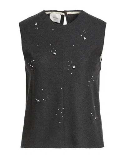 Alysi Crème Woman Top Charcoal Size 6 Viscose, Polyester, Wool, Elastane In Gray