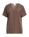 Alysi Crème Woman Top Chocolate Brown Size 10 Silk