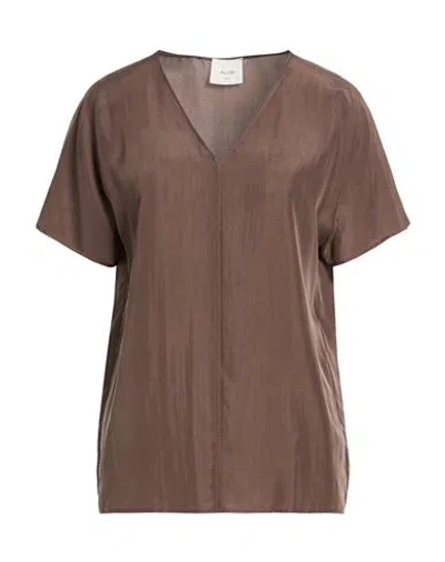 Alysi Crème Woman Top Chocolate Brown Size 10 Silk