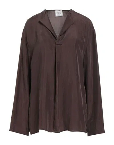 Alysi Crème Woman Top Dark Brown Size 6 Silk