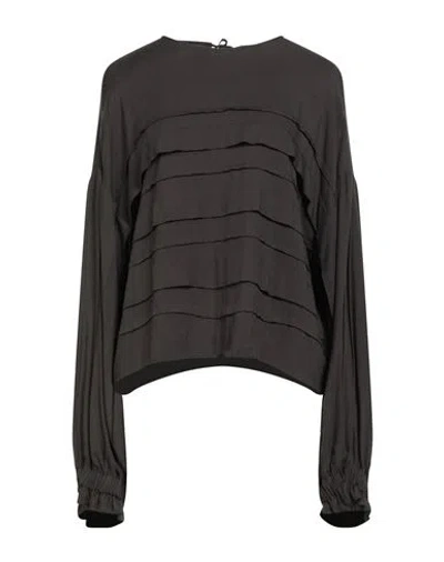Alysi Crème Woman Top Dark Brown Size 8 Viscose In Gray
