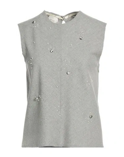 Alysi Crème Woman Top Grey Size 8 Viscose, Polyester, Wool, Elastane In Gray
