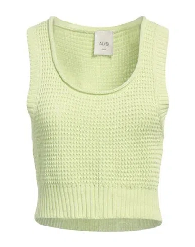 Alysi Crème Woman Top Light Green Size M Cotton