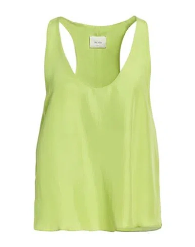 Alysi Crème Woman Top Lime Green Size 6 Silk