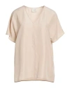 Alysi Crème Woman Top Sand Size 6 Silk In Neutral