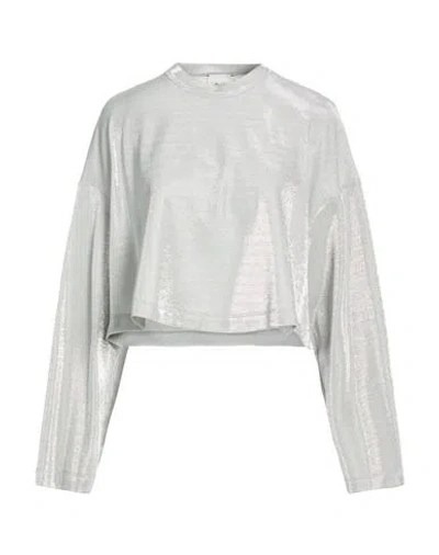 Alysi Crème Woman Top Silver Size 6 Cotton, Polyester In Gray
